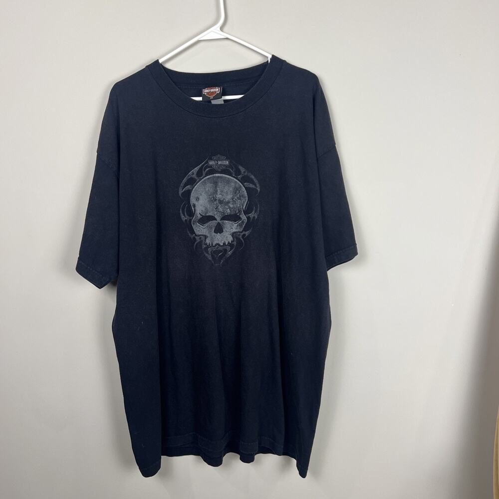 Vintage Harley Davidson T Shirt, Skull Graphic, Baggy Fit‎